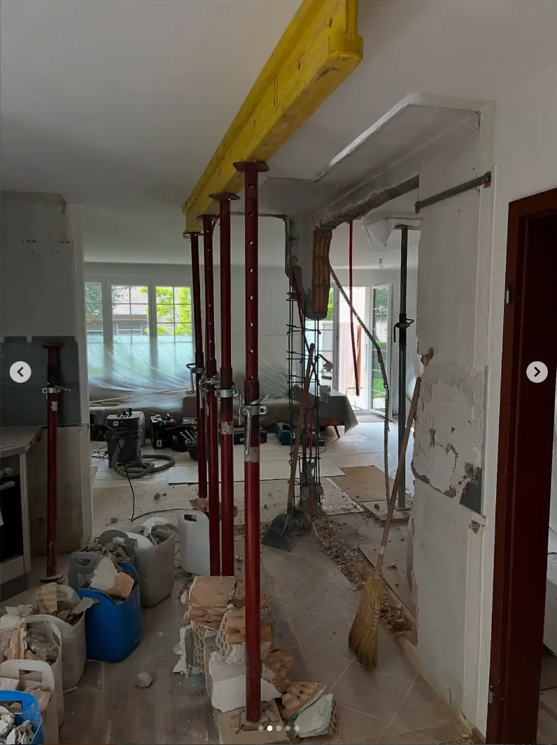 Abattage du mur porteur en cours